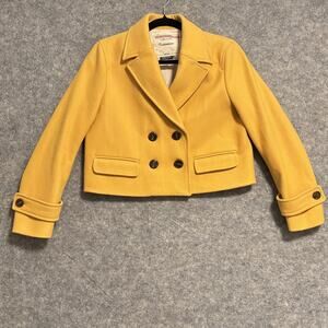 Cartonnier Anthropologie Jacket Womens Size Small Yellow Double Breasted Peacoat